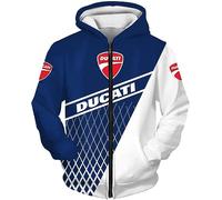 Hoodies Unisexe Sweatshirts Full Zip 3D pour Ducati Imprimé Hooded Tops Casual Long Sleeve Motorcycle Hoodie Sports Jumpers with Pockets-E||KID1