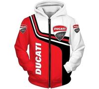 Hoodies Unisexe Sweatshirts Full Zip 3D pour Ducati Imprimé Hooded Tops Casual Long Sleeve Motorcycle Hoodie Sports Jumpers with Pockets-E||KID1