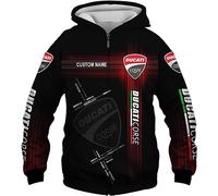 Hoodies Unisexe Sweatshirts Full Zip 3D pour Ducati Imprimé Hooded Tops Casual Long Sleeve Motorcycle Hoodie Sports Jumpers with Pockets-M||XXS
