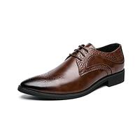 HOOENG Chaussures de Robe Oxford for Hommes Dentelle à la Dentelle Pointue des Chaussures Derby brague embossée Puce Entraînue Basse en Cuir Non résistant aux antidérapants