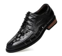 HOOENG Chaussures habillées for hommes à lacets bout rond bruni en cuir véritable imprimé crocodile chaussures derby antidérapantes antidérapantes talon bloc classique(Color:Black Hollow out,Size:43 E
