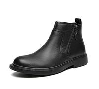 HOOENG Chelsea Bottines for Hommes Double latéral Zip Vegan Cuir Non Slip Slip Slip sur Une Robe antidérapante (Color : Black, Size : 42 EU)