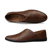 HOOENG Conduite Mocassins for Hommes Cuir véritable Cuir Pointu treilles de Couture Détails en Caoutchouc Solaire antidérapant léger résistant à Talon Plat résistant à Talons Plats