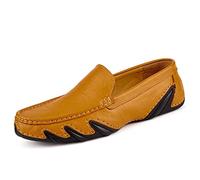 HOOENG Loafers Conduite de Mocassins Chaussures de Mocassins for Hommes Cuir véritable Couture Rond Détails Détails Détails perforés Perforated Perforé Résistant Soft Flexible Talon