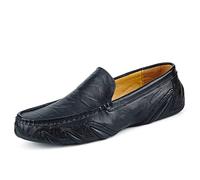 HOOENG Loafers Conduite de Mocassins Chaussures de Mocassins for Hommes Cuir véritable Couture Rond Détails Détails Détails perforés Perforated Perforé Résistant Soft Flexible Talon