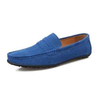 HOOENG Mocassins for Hommes Tablier Orteil Daim Vamp Couleur Unie Penny Mocassins Chaussure Flexible Talon Plat léger décontracté Mariage sans Lacet (Color : Royal Blue, Size : 38 EU)
