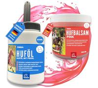 Hoof Care Huile pour sabots avec pinceau 0,48 l + baume pour sabots de cheval rose 0,5 l Graisse pour sabots I Contre les sabots secs et la pourriture des sabots I Appliquer l'huile pour sabots avec