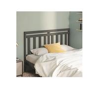 Tête de Lit Meuble de Chambre à Coucher Accessoire de Lit Moderne Tête de Cadre de Lit Double Intérieur Gris 126x4x100 cm Bois Massif de Pin