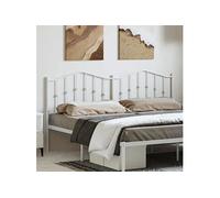 vidaXL Tête de cadre de lit avec pieds, métal blanc 193 cm