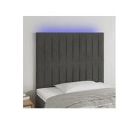 vidaXL Tête de lit LED gris foncé 100x5x118/128 cm velours