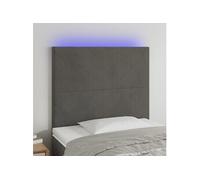 Vidaxl Tête De Lit À Led Gris Foncé 100x5x118/128 Cm Velours Gris
