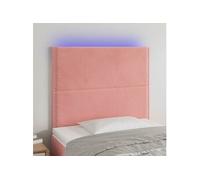 vidaXL Tête de Lit à LED Meuble de Chambre à Coucher Accessoire de Lit Simple Tête de Cadre de Lit Intérieur Rose 100x5x118/128 cm Velours Rose