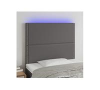 Vidaxl Tête De Lit À Led Gris 100x5x118/128 Cm Similicuir Gris