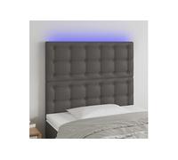 vidaXL Tête de lit LED Gris similicuir 100x5x118/128 cm