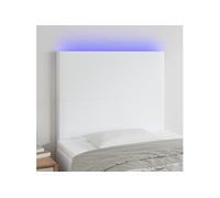 Vidaxl Tête De Lit À Led Blanc 100x5x118/128 Cm Similicuir Blanc