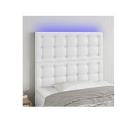 Vidaxl Tête De Lit À Led Blanc 100x5x118/128 Cm Similicuir Blanc