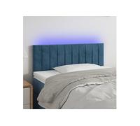 vidaXL Tête de lit simple à LED – Velours bleu foncé – 100x5x78/88 cm