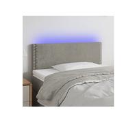 Vidaxl Tête De Lit À Led Gris Clair 100x5x78/88 Cm Velours Gris