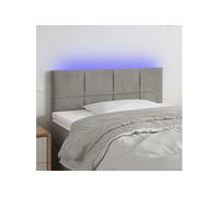 Tête de Lit à LED Meuble de Chambre à Coucher Accessoire de Lit Simple Tête de Cadre de Lit Intérieur Gris Clair 100x5x78/88 cm Velours