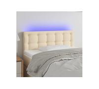 Tête de Lit à LED Meuble de Chambre à Coucher Accessoire de Lit Simple Tête de Cadre de Lit Intérieur Crème 100x5x78/88 cm Tissu