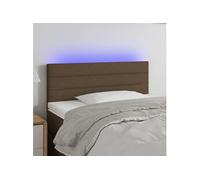Tête de Lit à LED Meuble de Chambre à Coucher Accessoire de Lit Simple Tête de Cadre de Lit Intérieur Marron Foncé 100x5x78/88 cm Tissu