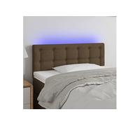 Tête de Lit à LED Meuble de Chambre à Coucher Accessoire de Lit Simple Tête de Cadre de Lit Intérieur Marron Foncé 100x5x78/88 cm Tissu