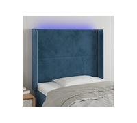 Vidaxl Tête De Lit À Led Bleu Foncé 103x16x118/128 Cm Velours Bleu