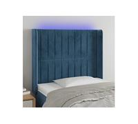 Vidaxl Tête De Lit À Led Bleu Foncé 103x16x118/128 Cm Velours Bleu
