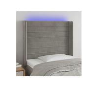 Vidaxl Tête De Lit À Led Gris Clair 103x16x118/128 Cm Velours Gris