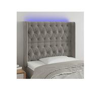Vidaxl Tête De Lit À Led Gris Clair 103x16x118/128 Cm Velours Gris
