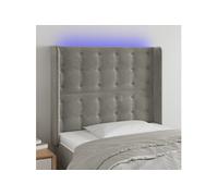 vidaXL Tête de lit à LED Gris clair 103x16x118/128 cm Velours