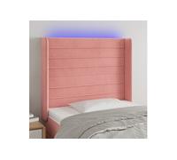 vidaXL Tête de lit à LED Rose 103x16x118/128 cm Velours