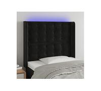 Tête de Lit à LED Meuble de Chambre à Coucher Accessoire de Lit Simple Tête de Cadre de Lit Intérieur Noir 103x16x118/128 cm Velours