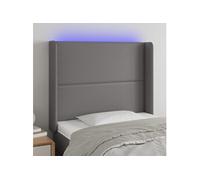 Vidaxl Tête De Lit À Led Gris 103x16x118/128 Cm Similicuir Gris