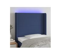 3123764 vidaXL Tête de lit à LED Bleu 103x16x118-128 cm Tissu