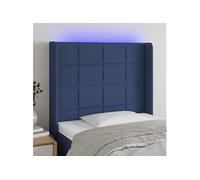 Vidaxl Tête De Lit À Led Bleu 103x16x118/128 Cm Tissu Bleu