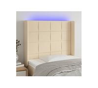 Vidaxl Tête De Lit À Led Crème 103x16x118/128 Cm Tissu