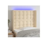 Tête de Lit à LED Meuble de Chambre à Coucher Accessoire de Lit Simple Tête de Cadre de Lit Intérieur Crème 103x16x118/128 cm Tissu