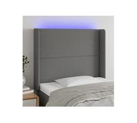 vidaXL Tête de lit à LED Gris foncé 103x16x118/128 cm Tissu
