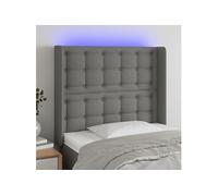 Vidaxl Tête De Lit À Led Gris Foncé 103x16x118/128 Cm Tissu Gris