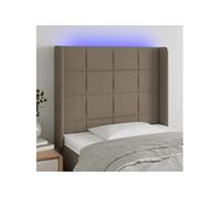 Tête de Lit à LED Meuble de Chambre à Coucher Accessoire de Lit Simple Tête de Cadre de Lit Intérieur Taupe 103x16x118/128 cm Tissu 3124042