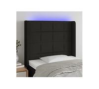 Vidaxl Tête De Lit À Led Noir 103x16x118/128 Cm Tissu Noir