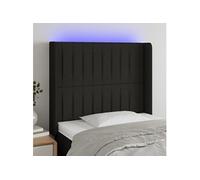 Vidaxl Tête De Lit À Led Noir 103x16x118/128 Cm Tissu Noir