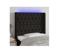 Vidaxl Tête De Lit À Led Noir 103x16x118/128 Cm Tissu Noir