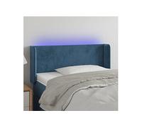 Vidaxl Tête De Lit À Led Bleu Foncé 103x16x78/88 Cm Velours Bleu