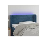 Vidaxl Tête De Lit À Led Bleu Foncé 103x16x78/88 Cm Velours Bleu