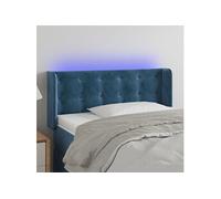 Vidaxl Tête De Lit À Led Bleu Foncé 103x16x78/88 Cm Velours Bleu