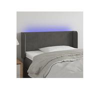 Tête de Lit à LED Gris Foncé 103x16x118/128cm Velours Meuble de Chambre vidaXL