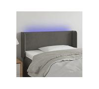 Tête de Lit à LED Meuble de Chambre à Coucher Accessoire de Lit Simple Tête de Cadre de Lit Intérieur Gris Foncé 103x16x78/88 cm Velours