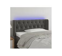 Tête de Lit à LED Meuble de Chambre à Coucher Accessoire de Lit Simple Tête de Cadre de Lit Intérieur Gris Foncé 103x16x78/88 cm Velours